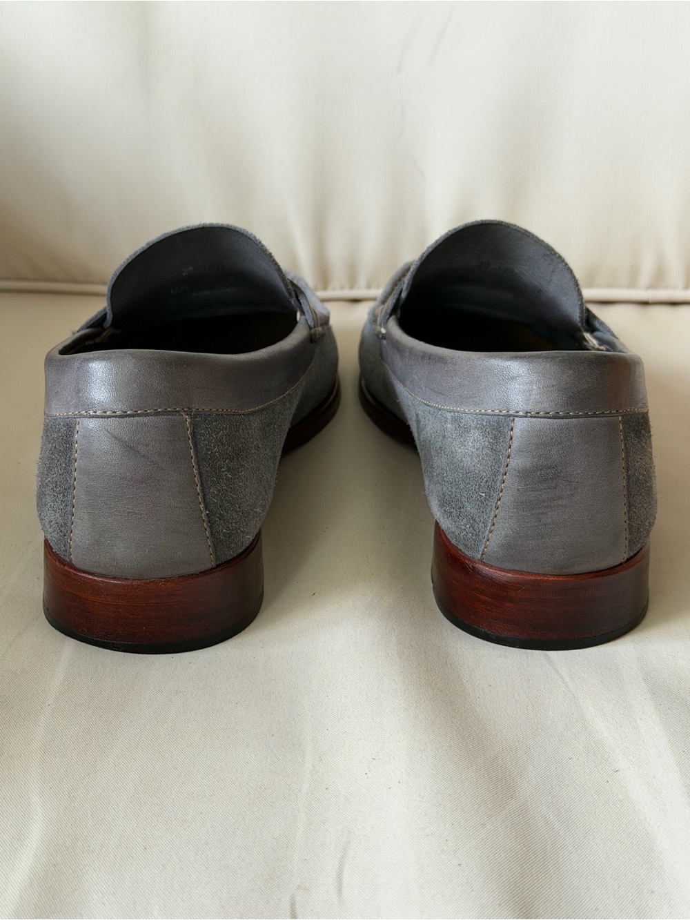 Johnston & Murphy Gray Blue Suede Penny Loafers | Sheepskin | Size 9.5 - Picture 5 of 13